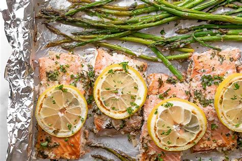 Sheet Pan Asparagus and Salmon {Baked with Lemon Butter} - Little Pine Kitchen