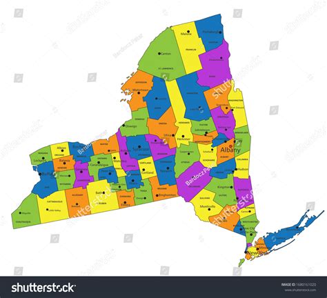 Colorful New York Political Map Clearly Stock Vector (Royalty Free ...