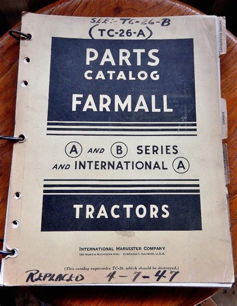 1947 FARMALL TRACTOR PARTS CATALOG A&B SERIES-- INTERNATIONAL- A