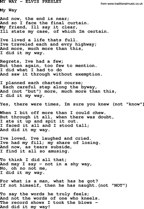 My Way-Elvis Presley-.txt, by Elvis Presley - lyrics and chords