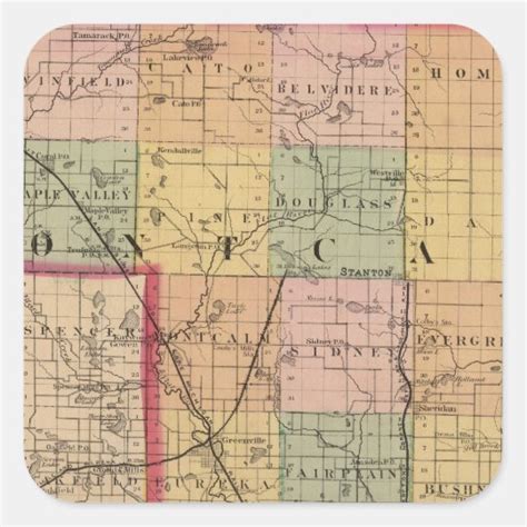 Map of Montcalm County, Michigan Square Sticker | Zazzle.com