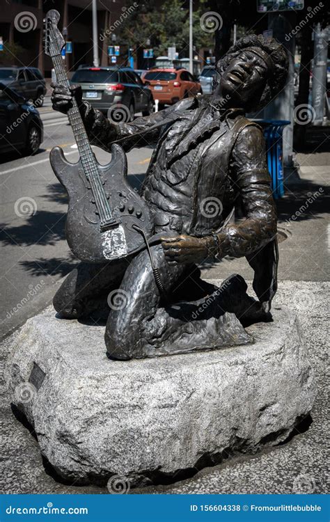 Statue of Jimi Hendrix in Seattle Editorial Stock Photo - Image of ...