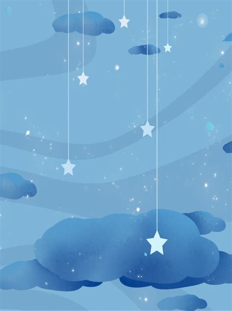 Hand Drawn Cartoon Blue Fantasy Starry Sky Ad Background Wallpaper Image For Free Download - Pngtree