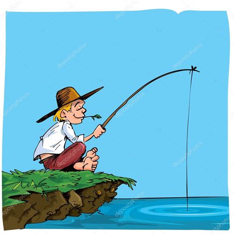 Cartoon of a boy fishing Stock Vector Image by ©antonbrand #7927356