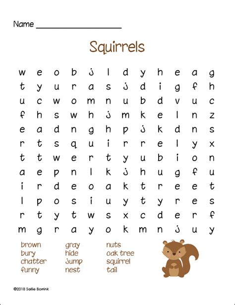 Free Squirrels Word Search Printable - A Quiet Simple Life with Sallie ...