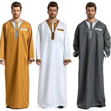 Muslim Men Islamic Clothing Long Sleeve Dubai Arabic Abaya Pants Suite ...