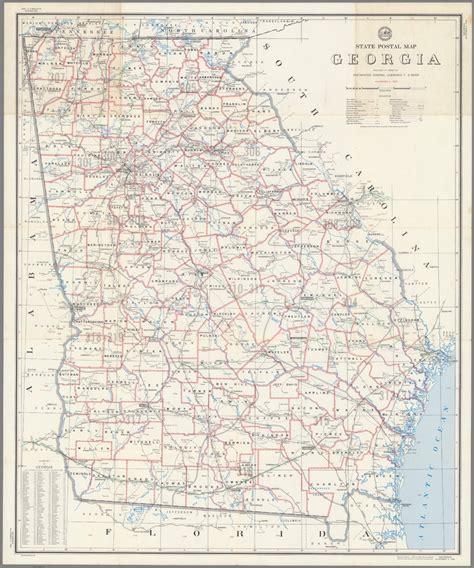 Post Route Map of the State of Georgia Showing Post Offices with the ...