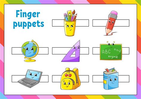 Finger puppets. Activities for kids. Cute cartoon characters. Back to ...