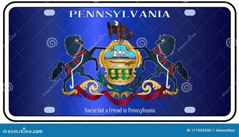 Pennsylvania License Plate Flag Stock Vector - Illustration of drawing, registration: 117553936