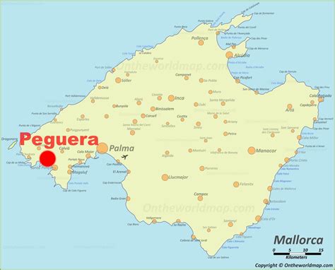 Peguera location on the Majorca map - Ontheworldmap.com