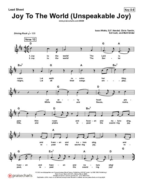 Joy To The World (Unspeakable Joy) (Simplified) Sheet Music PDF (Chris Tomlin) - PraiseCharts