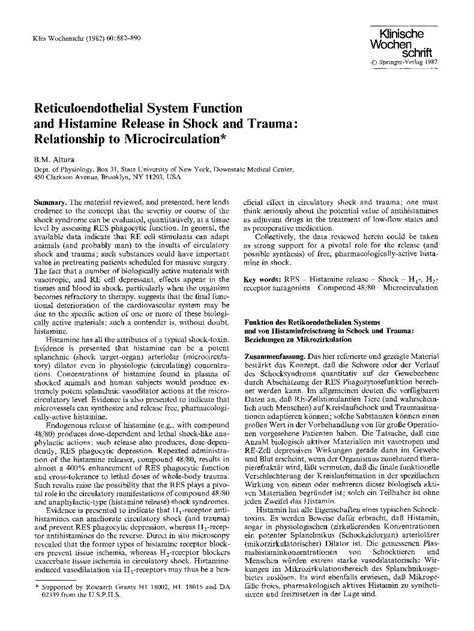 (PDF) Reticuloendothelial system function and histamine release in shock and trauma ...