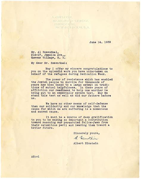 Lot Detail - Albert Einstein Letter Signed During WWII -- "…The power of resistance which has ...