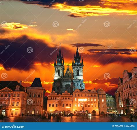 The Old Town Square in Prague City Stock Photo - Image of buildings ...