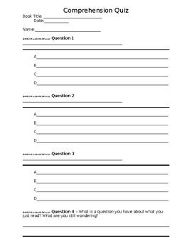 Comprehension Quiz Template (Editable) by Maria E Alvarez | TpT