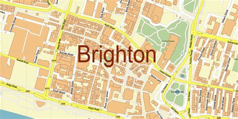 Brighton England UK PDF Vector Map: City Plan High Detailed Street Map ...