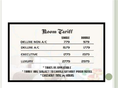 Room tariff structure