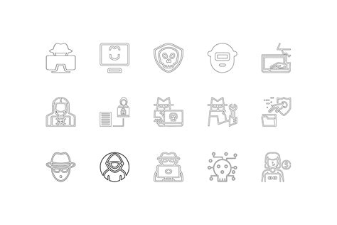 Hacker icons set, outline style and simple collection packs 9222793 ...