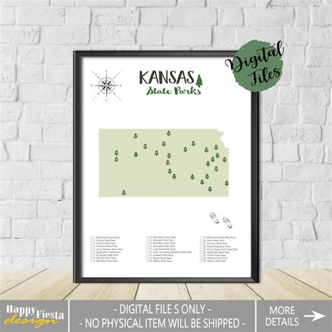 PRINTABLE Kansas State Parks Map-State Parks Of Kansas | Etsy