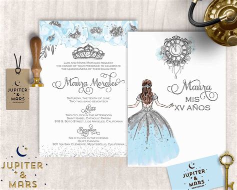 Cinderella Blue Quinceañera Invitation, Quinceanera Invitation ...