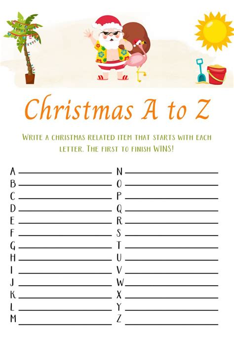 10 Printable Christmas in July Games Tropical Christmas Game Pack Christmas in July Party Games ...