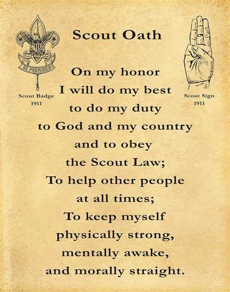 1911 Boy Scout Oath Boy Scouts of America BSA Eagle | Etsy