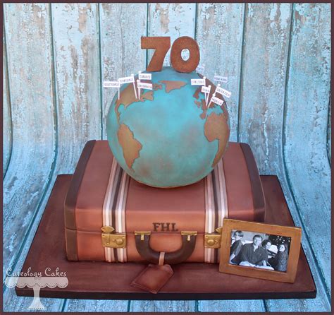 Vintage suitcase and globe travel themed birthday cake www.facebook.com/i.love.cuteology.cakes ...