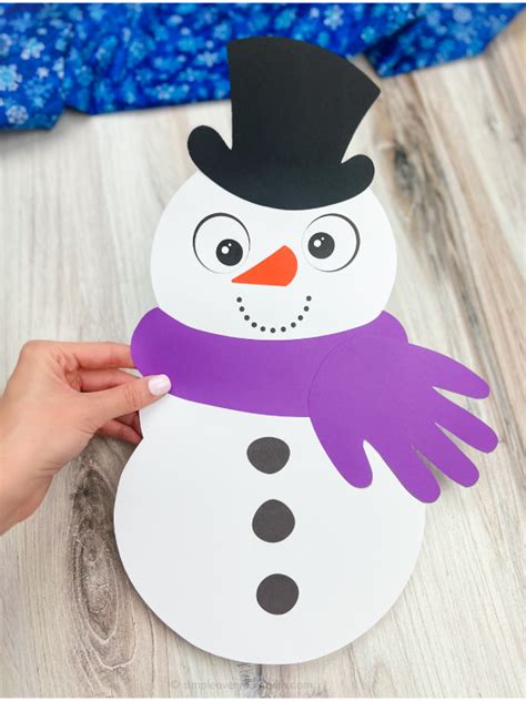 Handprint Snowman Craft For Kids [Free Template]