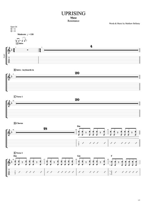 Uprising by Muse - Full Score Guitar Pro Tab | mySongBook.com