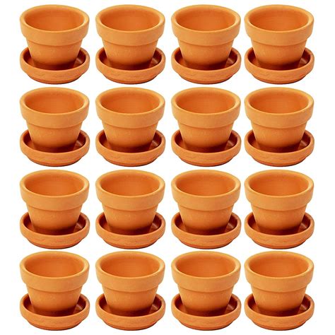 16-Pack Terra Cotta Pots with Saucer, Mini Small Terracotta Flower Clay ...