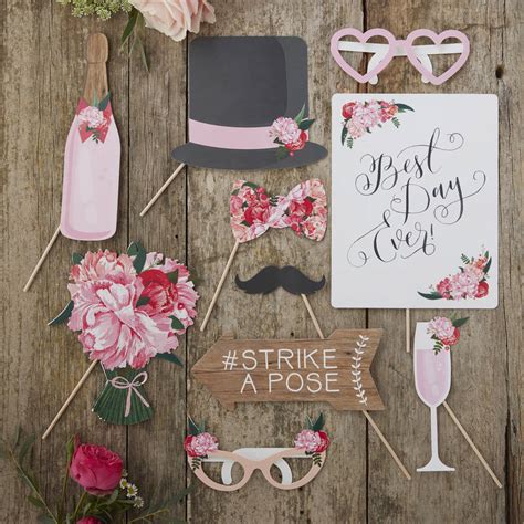 boho floral design wedding photo booth props kit by ginger ray ...