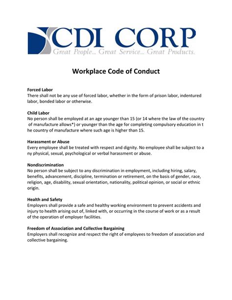 Workplace Code of Conduct