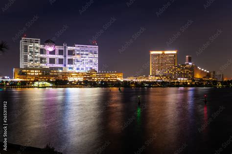 Night View of Tokyo Bay and Odaiba Waterfront. Tokyo, Japan. Stock ...