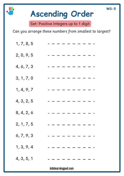 Ascending and Descending Order worksheets Grade-1 (Positive Integers) - Kids Learning Pod