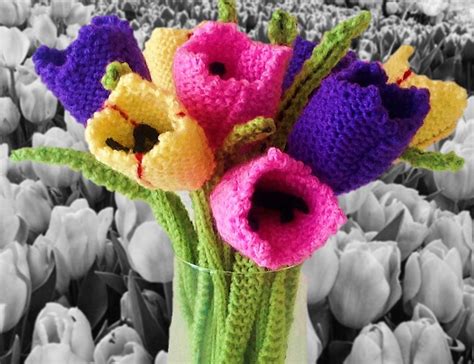 Flower knitting pattern, Knitting pattern for tulips, Knitted tulips ...