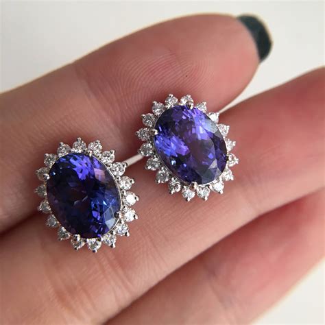 4.3 Carat Tanzanite Earrings Blue Stone Earrings Oval | Etsy