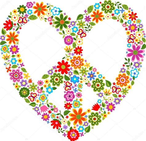 Heart peace symbol with floral pattern — Stock Illustration | Peace symbol, Peace, Peace sign