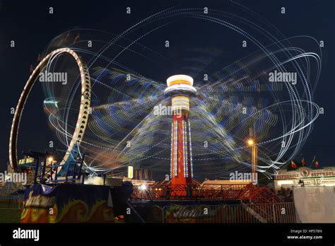 Carnival Rides at Night. Canfield Fair. Mahoning County Fair. Canfield, Youngstown, Ohio, USA ...