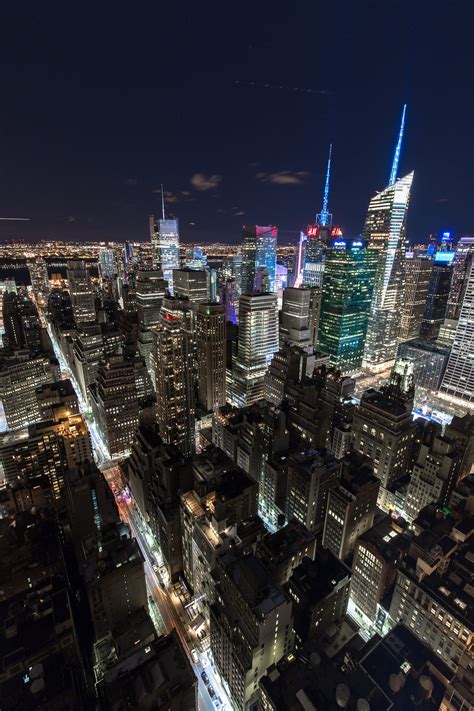 A view of Times Square New York City from above. Manhattan lit up at night is beautiful. | Times ...