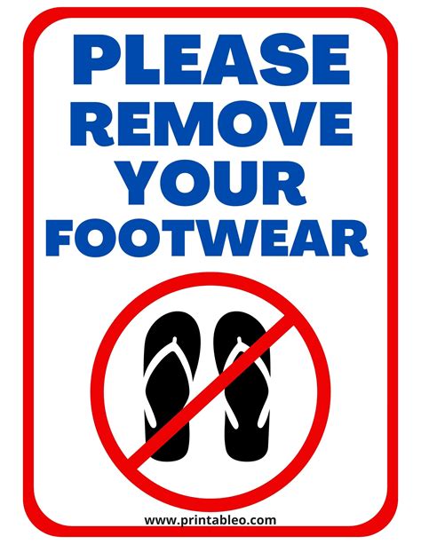 53+ Printable Please Remove Your Shoes Sign