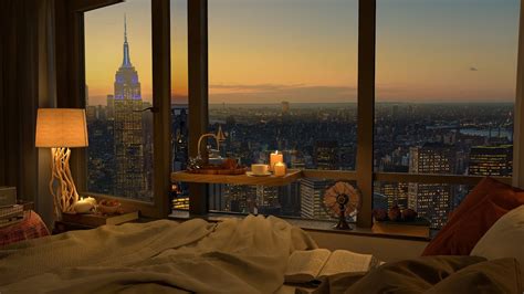 A Luxury NYC Apartment With An Amazing View Outside Window - Jazz Music ...