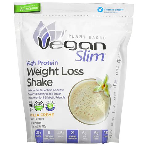 VeganSmart, Vegan Slim, High Protein Weight Loss Shake, Vanilla Creme, 1.5 lb (686 g) - iHerb