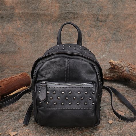 Womens Rivets Leather Small Backpack Purse Cool Backpacks for Women – igemstonejewelry