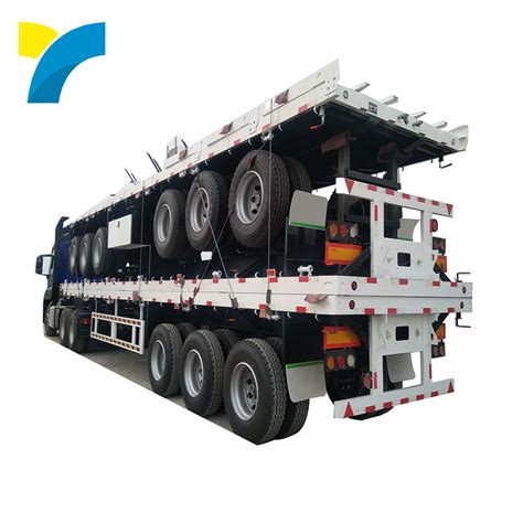 40FT Flatbed Truck Trailer Load Capacity Flatbed Truck Dimensions Self Loading Container Trailer ...