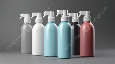 Some Flat Spray Bottles In Various Colors Background, 3d Illustration ...