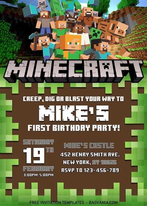 Minecraft Birthday Invitations