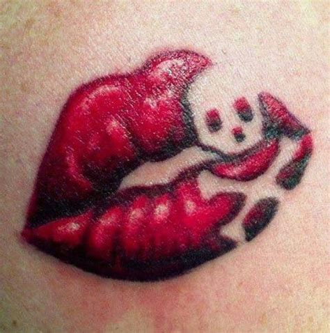 Skull n lip tattoo | Tattoos | Pinterest | Lip tattoos, Will have to and Skulls