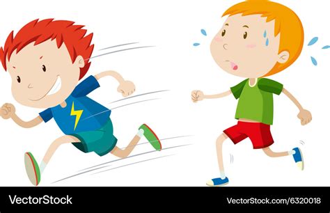 Fast runner and slow runner Royalty Free Vector Image