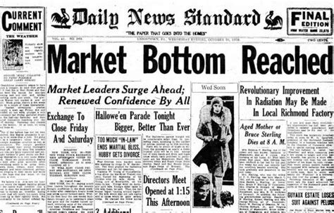 The Great Depression: Newspaper headlines from the 1929 stock market ...