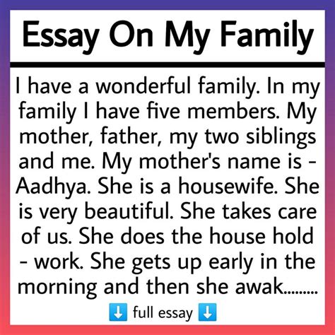 Essay On My Family In English | My family essay, Essay, Myself essay